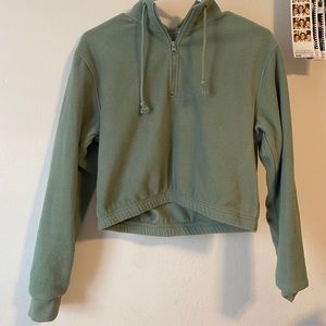 Pacsun sage green fleece cropped jacket